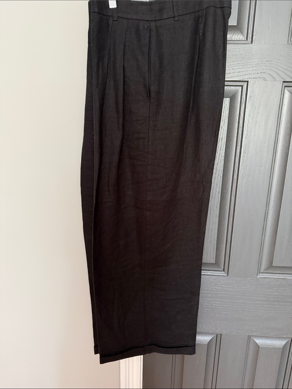 Free People Black Wide-Leg Trousers with Pleats